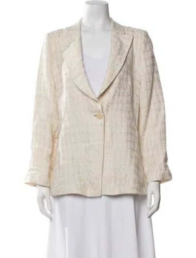 Pre-owned Armani Collezioni Linen Patterned Blazer In Neutrals