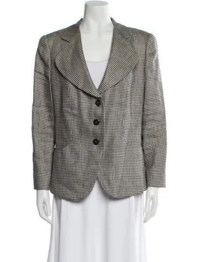Pre-owned Armani Collezioni Linen Printed Blazer In Neutral