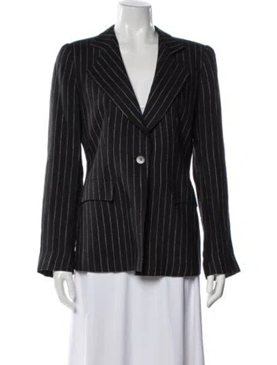 Pre-owned Armani Collezioni Linen Striped Blazer In Black