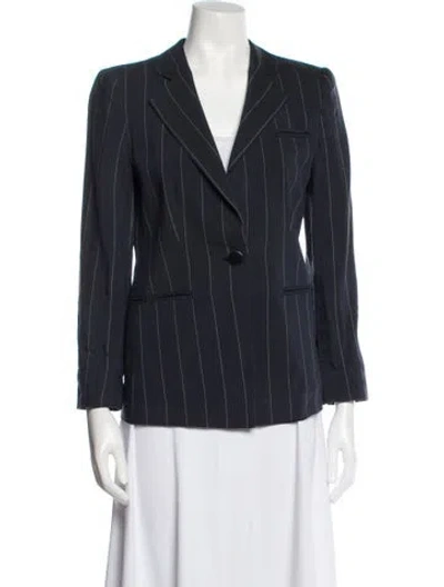 Pre-owned Armani Collezioni Linen Striped Blazer In Blue