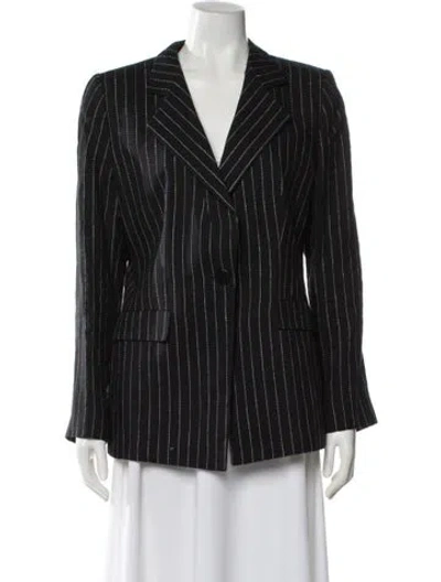Pre-owned Armani Collezioni Linen Striped Blazer In Blue