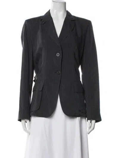 Pre-owned Armani Collezioni Linen Striped Blazer In Blue
