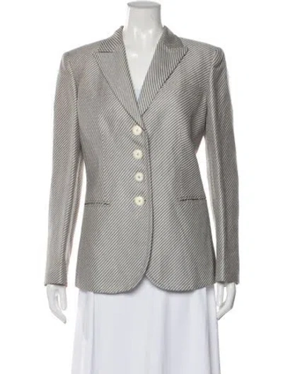 Pre-owned Armani Collezioni Linen Striped Blazer In Neutral