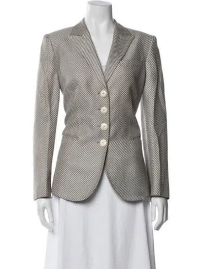 Pre-owned Armani Collezioni Linen Striped Blazer In Neutrals