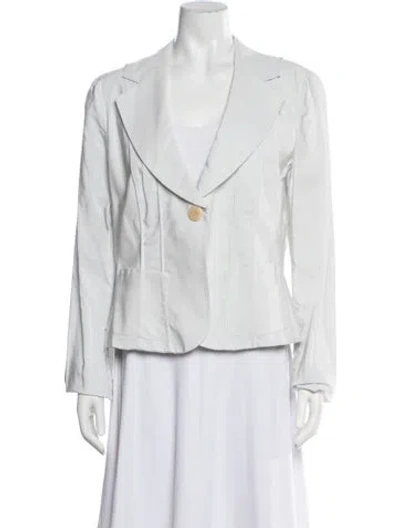 Pre-owned Armani Collezioni Linen Striped Blazer In White