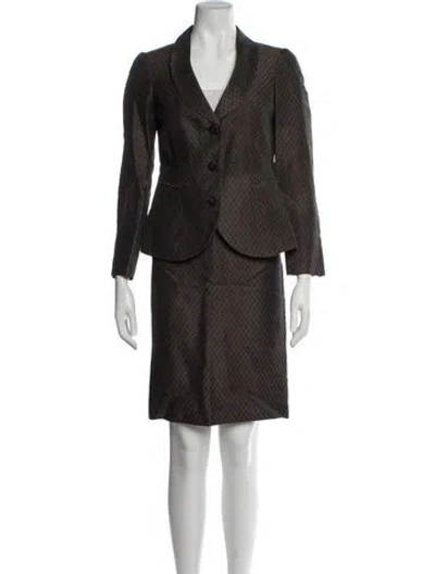 Pre-owned Armani Collezioni Linen Striped Skirt Suit In Brown