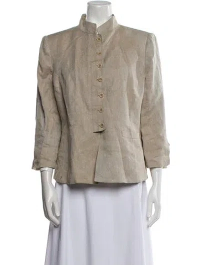 Pre-owned Armani Collezioni Linen Tweed Pattern Evening Jacket In Neutral