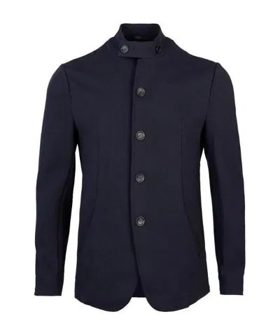 Armani Collezioni Logo Casual Jacket In Black