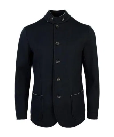 Armani Collezioni Logo Casual Jacket In Black