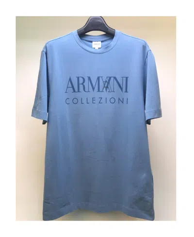 Armani Collezioni Logo Details Short-sleeved T-shirt In Blue