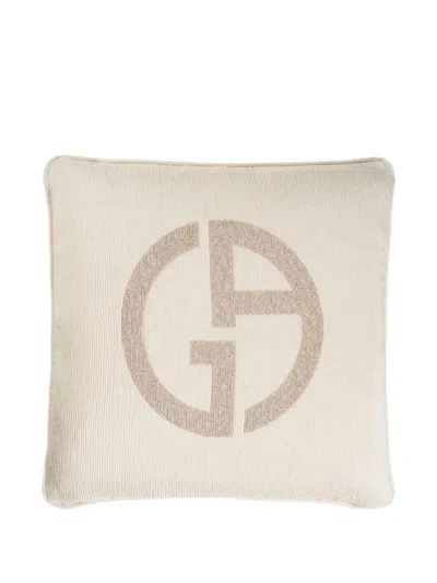 Armani Collezioni Logo-jacquard Cushion In White