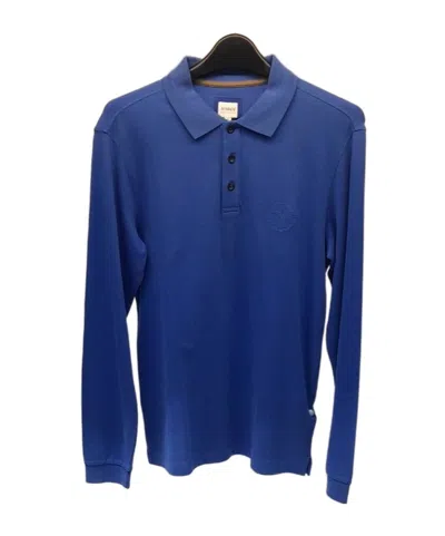 Armani Collezioni Logo Long-sleeved Polo Shirt In Blue