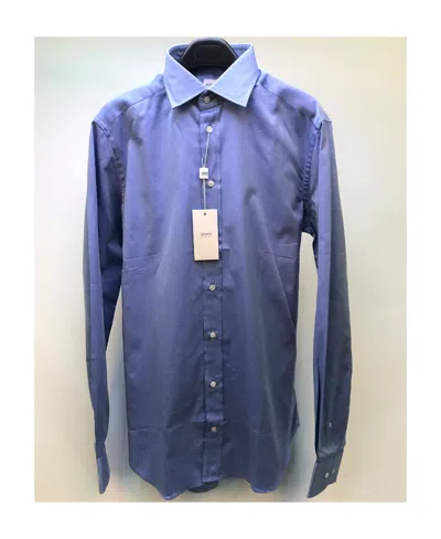 Armani Collezioni Logo Long-sleeved Shirt In Blue