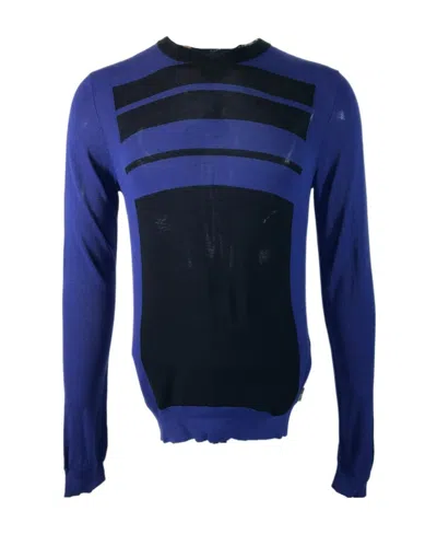 Armani Collezioni Logo Pattern Sweater In Blue