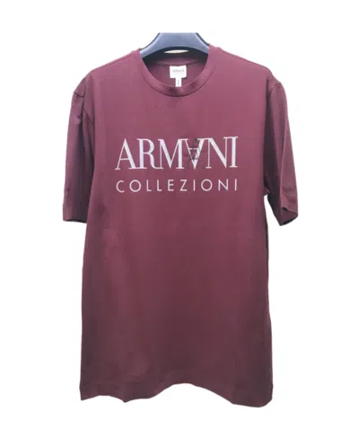 Armani Collezioni Logo Printed Round-collar Short-sleeved T-shirt In Red
