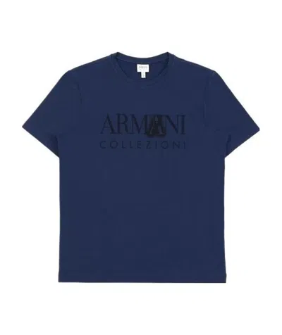 Armani Collezioni Logo Printed T-shirt In Blue