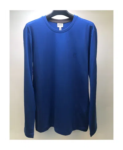 Armani Collezioni Logo Round Collar Long-sleeved T-shirt In Blue