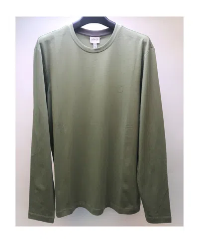 Armani Collezioni Logo Round Collar Long-sleeved T-shirt In Green