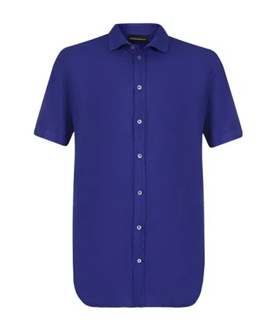 Armani Collezioni Logo Shirt In Blue