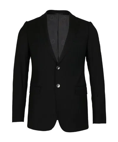 Armani Collezioni Logo Suit Jacket In Black