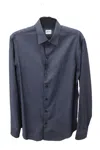 ARMANI COLLEZIONI LONG SLEEVE BUTTON DOWN SHIRT IN BLUE TONAL