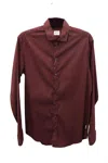 ARMANI COLLEZIONI LONG SLEEVE BUTTON DOWN SHIRT IN BURGUNDY