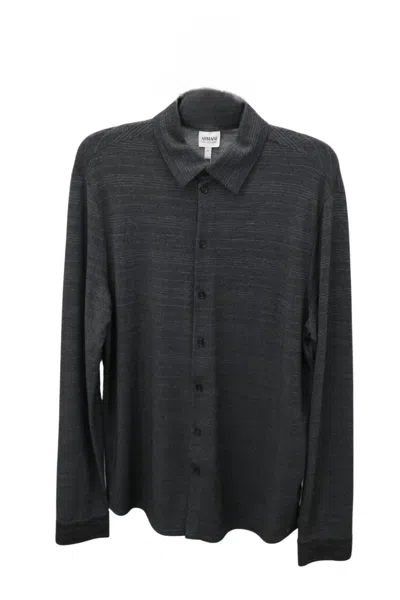 Armani Collezioni Long Sleeve Button Down Shirt In Grey In Black