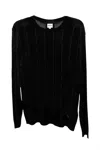 Armani Collezioni Long Sleeve Striped Top In Black In Black
