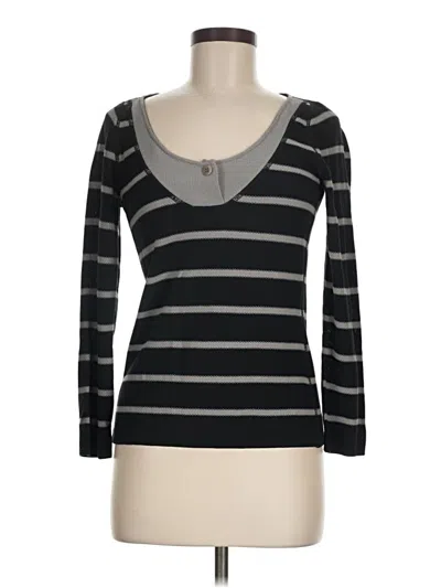 Pre-owned Armani Collezioni Long Sleeve Top Gray Scoop Neck Tops
