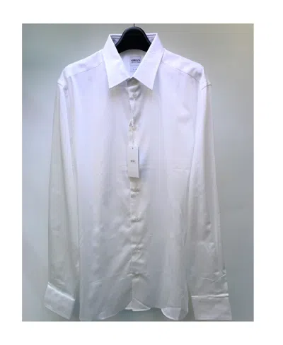 Armani Collezioni Long-sleeved Button-up Shirt In Gray