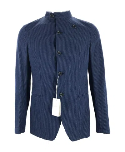 Armani Collezioni Long-sleeved Casual Jacket In Blue