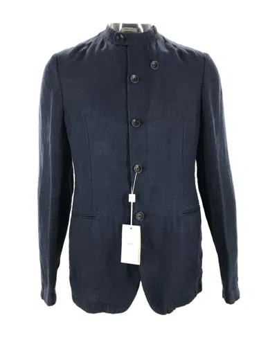 Armani Collezioni Long-sleeved Casual Jacket With Standing Collar In Black