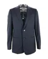 Armani Collezioni Long Sleeved Lapel Suit Jacket In Black