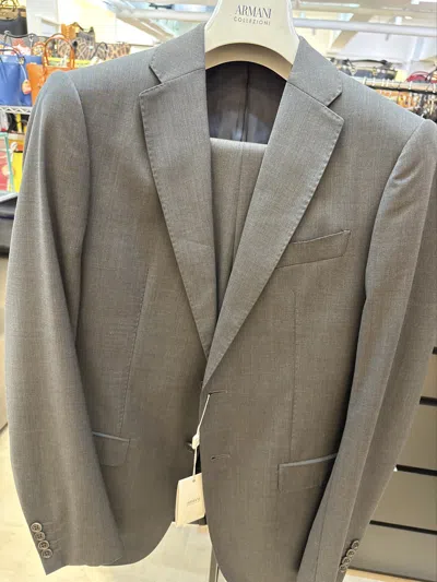 Armani Collezioni Long-sleeved Suit In Gray