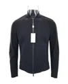 Armani Collezioni Long-sleeved Zipper Casual Jacket In Black