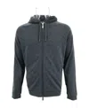 Armani Collezioni Long-sleeved Zipper Hooded Sweater In Black
