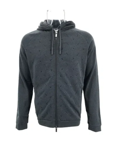 Armani Collezioni Long-sleeved Zipper Hooded Sweater In Black