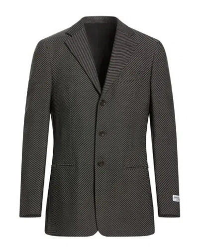 Armani Collezioni Man Blazer Black Size 42 Wool, Elastane In Gray
