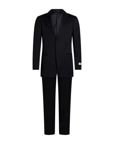 Armani Collezioni Man Suit Midnight Blue Size 48 R Wool, Elastane In Black