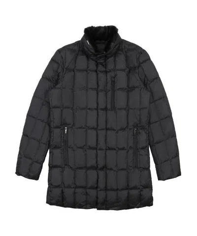 Armani Collezioni Medium And Long Style Plaid Down Jacket In Black