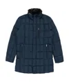 Armani Collezioni Medium And Long Style Plaid Down Jacket In Blue