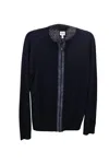 Armani Collezioni Men's Zip Up Cardigan In Navy In Blue