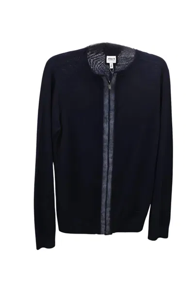 Armani Collezioni Men's Zip Up Cardigan In Navy In Blue