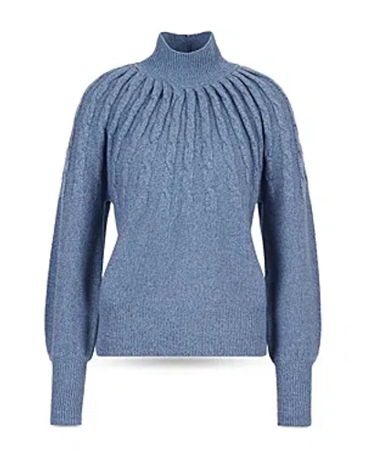 Armani Collezioni Emporio Armani Mock Neck Cable Braid Sweater In Solid Medi