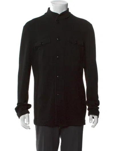 Pre-owned Armani Collezioni Mock Neck Long Sleeve Cardigan In Black