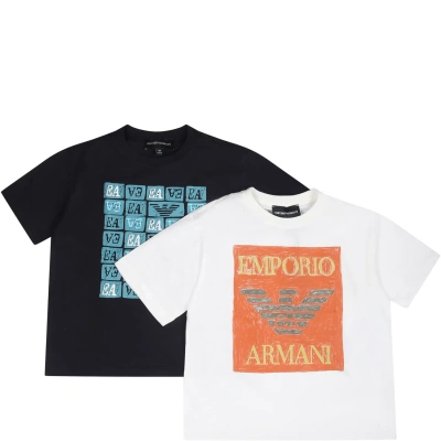 Armani Collezioni Kids' Multicolor T-shirt Set For Boy With Logo