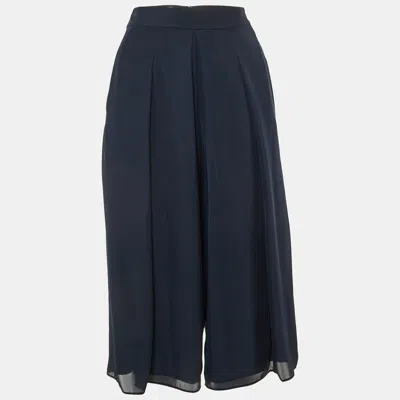 Pre-owned Armani Collezioni Navy Blue Crepe Culottes S