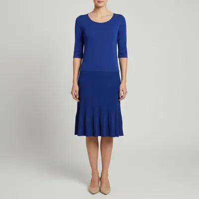 Pre-owned Armani Collezioni Navy Blue Knit Round Neck Midi Dress M