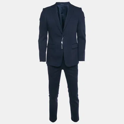 Pre-owned Armani Collezioni Navy Blue Pinstriped Wool Suit S