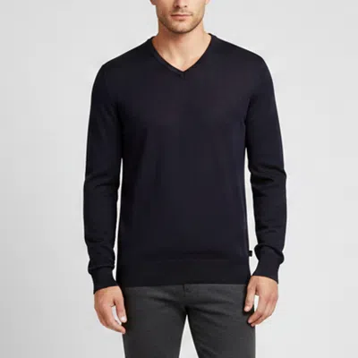 Pre-owned Armani Collezioni Navy Blue Wool Knit V-neck Pullover M